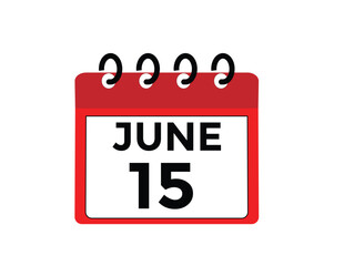 Fototapeta premium June 15 - Daily Calendar Icon with day of month 