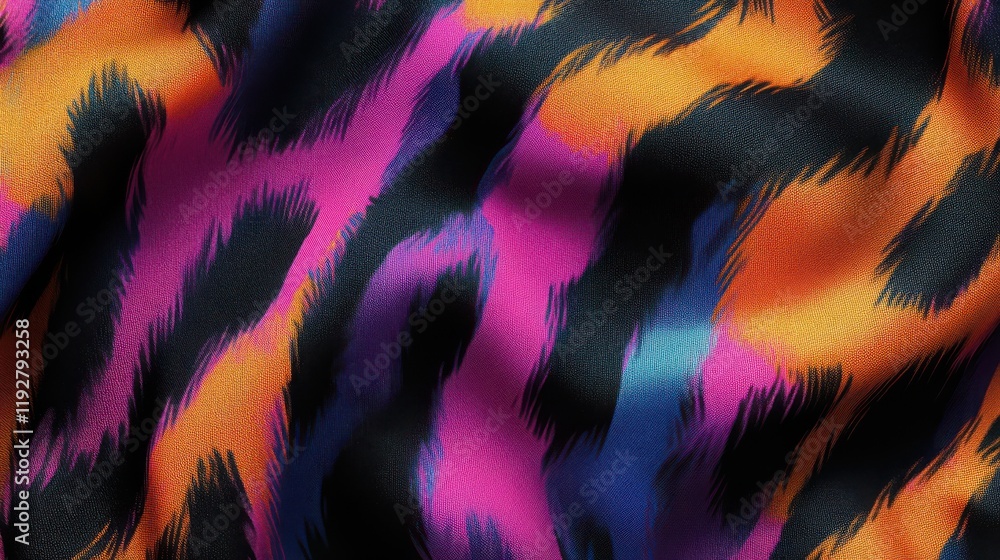 Poster vibrant abstract fabric pattern with bold colors and dynamic brush strokes