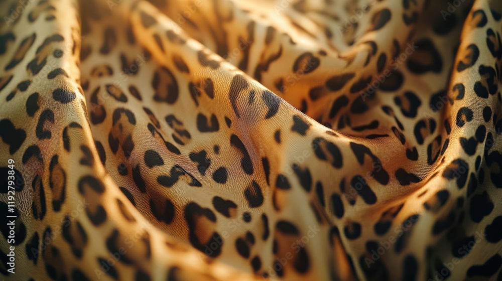 Poster close-up of leopard print fabric with texture and warm lighting