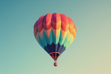 Fototapeta premium Colorful hot air balloon is flying high in the blue sky