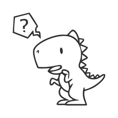 cute line t rex dinosaur illustration