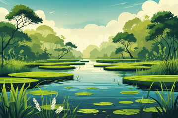 World Wetlands Day concept. The date of the event is 2 February. Illustration. AI generated