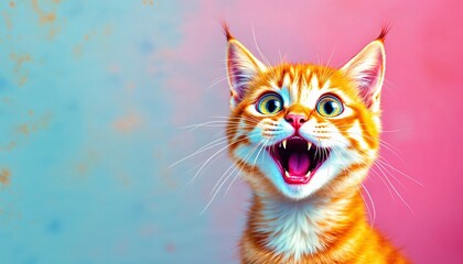 Funny Orange Kitten with Big Open Mouth