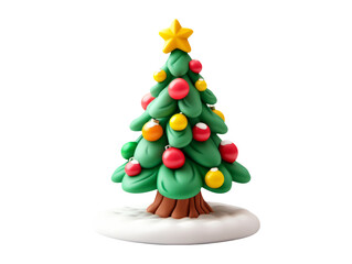 Small Plasticine Model of a Christmas Tree on Transparent Background