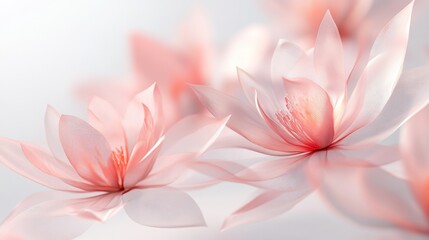 Fototapeta premium Delicate Pink Lotus Flowers Blooming in Soft Gentle Light