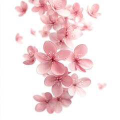 Soft Blossoms of Cherry Flowers Against a Bright White Background