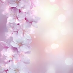 Delicate Cherry Blossom Flowers with Soft Light and Bokeh Effect