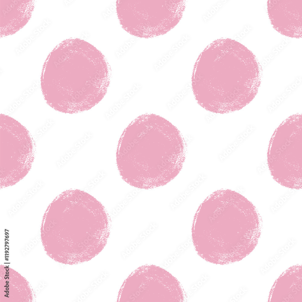 Poster polka dots abstract seamless pattern marker drawn. circular spots allover background. round brush bl