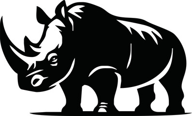 Rhino silhouette on white background. Rhino icon sign vector illustration design