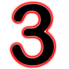 3d red and black number three