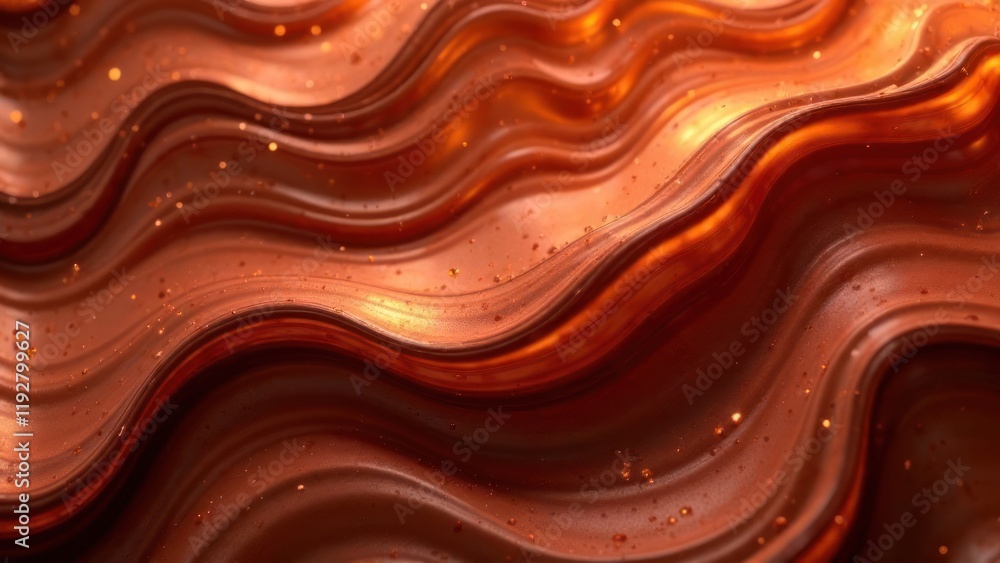 Poster abstract background of golden and brown liquid waves flowing in mesh pattern, glowing with energy. s