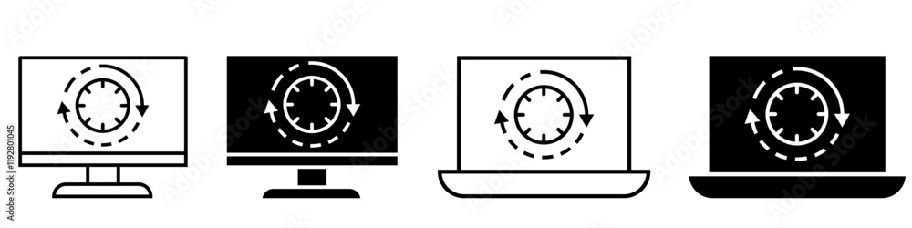 Poster loading icon vector set. update system illustration sign collection. concept of upgrade application 