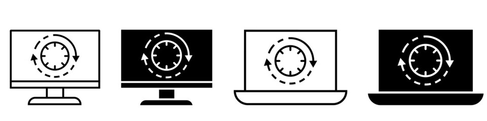 Loading icon vector set. Update system illustration sign collection. Concept of upgrade application progress symbol or logo.