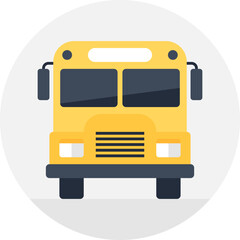 school bus flat vector web icon