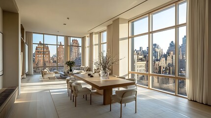 Modern dining experience with city views luxury apartment interior design