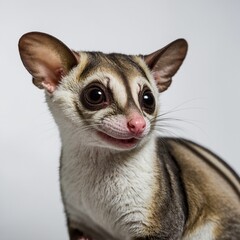 Fototapeta premium A curious sugar glider on a white background.