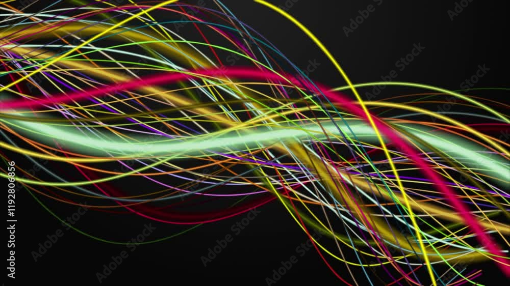 Poster fantastic video animation with stripe wave object in slow motion, 4096x2304 loop 4k
