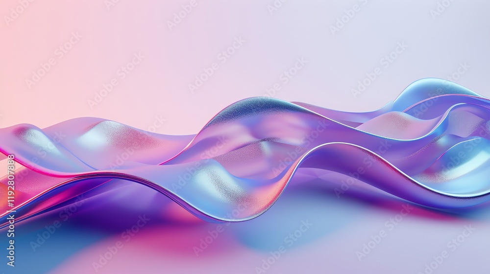 Poster an abstract background featuring flowing, iridescent, and colorful shapes.