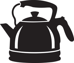 Electric kettle vector silhouette illustration on white background