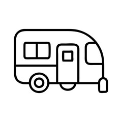 rv camper icon, rv camper line art - simple line art of rv camper, perfect for rv camper logos and icons and themed design