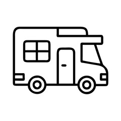 rv camper icon, rv camper line art - simple line art of rv camper, perfect for rv camper logos and icons and themed design