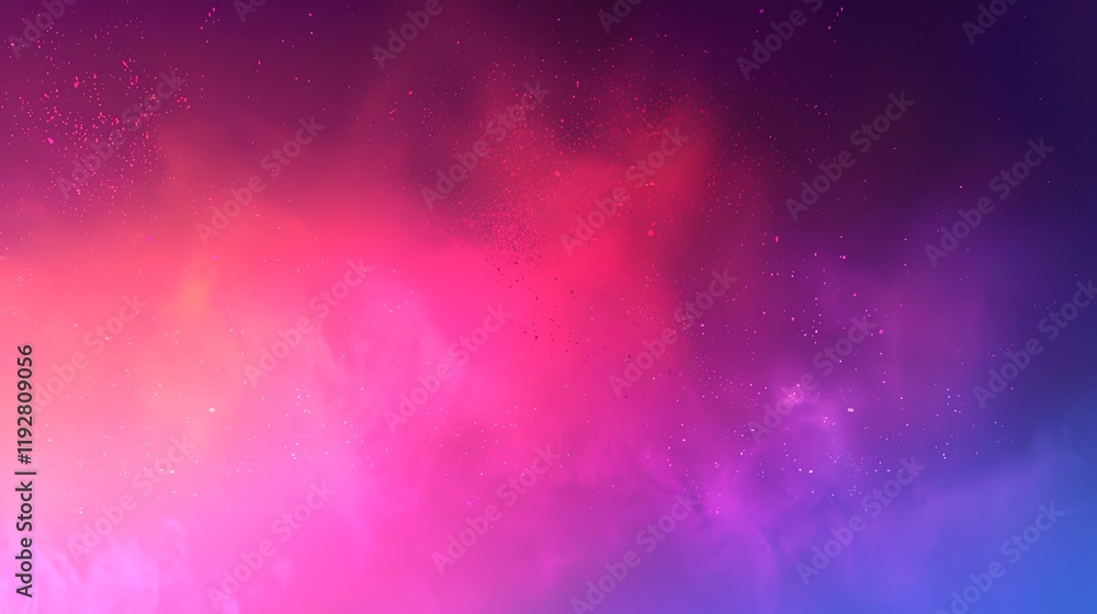Aufkleber an abstract background with a gradient of pink and purple with a haze of white particles.