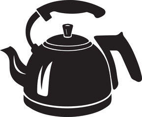Electric kettle vector silhouette illustration on white background