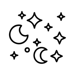 starry night sky icon, starry night sky line art - simple line art of starry night sky, perfect for starry night sky logos and icons and themed design