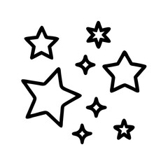 starry night sky icon, starry night sky line art - simple line art of starry night sky, perfect for starry night sky logos and icons and themed design