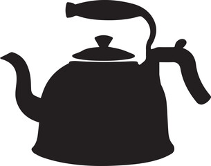 Electric kettle vector silhouette illustration on white background