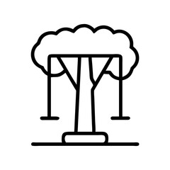 tree swing icon, tree swing line art - simple line art of tree swing, perfect for tree swing logos and icons and themed design