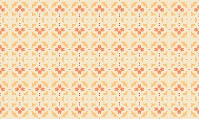 Elegant Orange and Beige Floral Seamless Pattern.