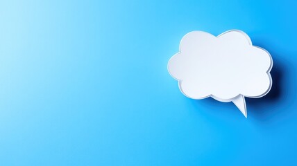 Fototapeta premium White speech bubble cutout on bright blue background