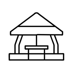 campground picnic shelter icon, campground picnic shelter line art - simple line art of campground picnic shelter, perfect for campground picnic shelter logos and icons and themed design