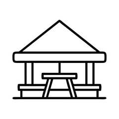 campground picnic shelter icon, campground picnic shelter line art - simple line art of campground picnic shelter, perfect for campground picnic shelter logos and icons and themed design