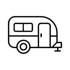 camping trailer icon, camping trailer line art - simple line art of camping trailer, perfect for camping trailer logos and icons and themed design