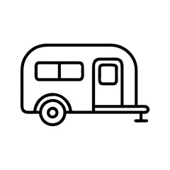 camping trailer icon, camping trailer line art - simple line art of camping trailer, perfect for camping trailer logos and icons and themed design