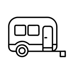 camping trailer icon, camping trailer line art - simple line art of camping trailer, perfect for camping trailer logos and icons and themed design