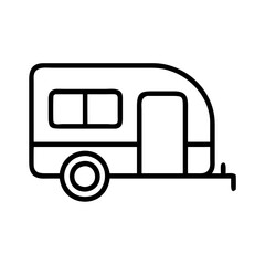 camping trailer icon, camping trailer line art - simple line art of camping trailer, perfect for camping trailer logos and icons and themed design