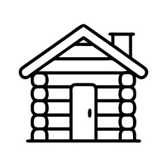 log cabin icon, log cabin line art - simple line art of log cabin, perfect for log cabin logos and icons and themed design