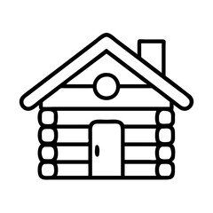 log cabin icon, log cabin line art - simple line art of log cabin, perfect for log cabin logos and icons and themed design
