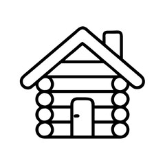 log cabin icon, log cabin line art - simple line art of log cabin, perfect for log cabin logos and icons and themed design