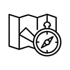 map and compass icon, map and compass line art - simple line art of map and compass, perfect for map and compass logos and icons and themed design