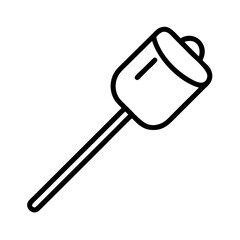 marshmallow on a stick icon, marshmallow on a stick line art - simple line art of marshmallow on a stick, perfect for marshmallow on a stick logos and icons and themed design