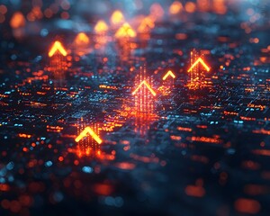 Futuristic Holographic Graph Symbolizing Rapid Financial Growth in Digital Age