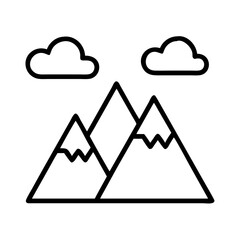 mountain range with clouds icon, mountain range with clouds line art - simple line art of mountain range with clouds, perfect for mountain range with clouds logos and icons and themed design