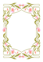 Art Nouveau floral frame. Decorative element. Vector.