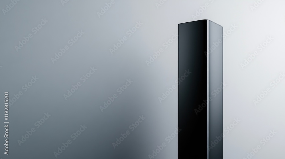 Poster minimalist black rectangular column against gray gradient background