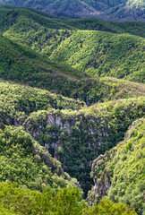 Mountain landscape with gorge in Zagori of Epirus, Greece in Spring