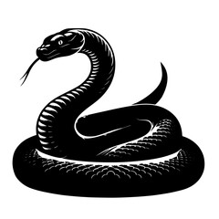 black snake isolated on white, black snake vector illustration, black and white snake